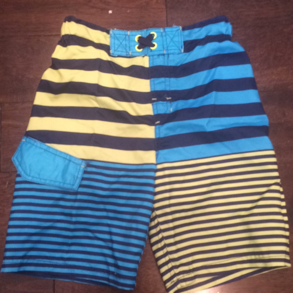 Boys Swim Trunks Blue/Yellow Stripe Cherokee Sz MM